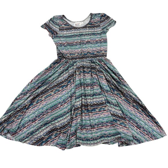 DotDotSmile DDS Girls Lucy Twirl Dress 8/10 Chevron Stripes Multicolor - Picture 1 of 5